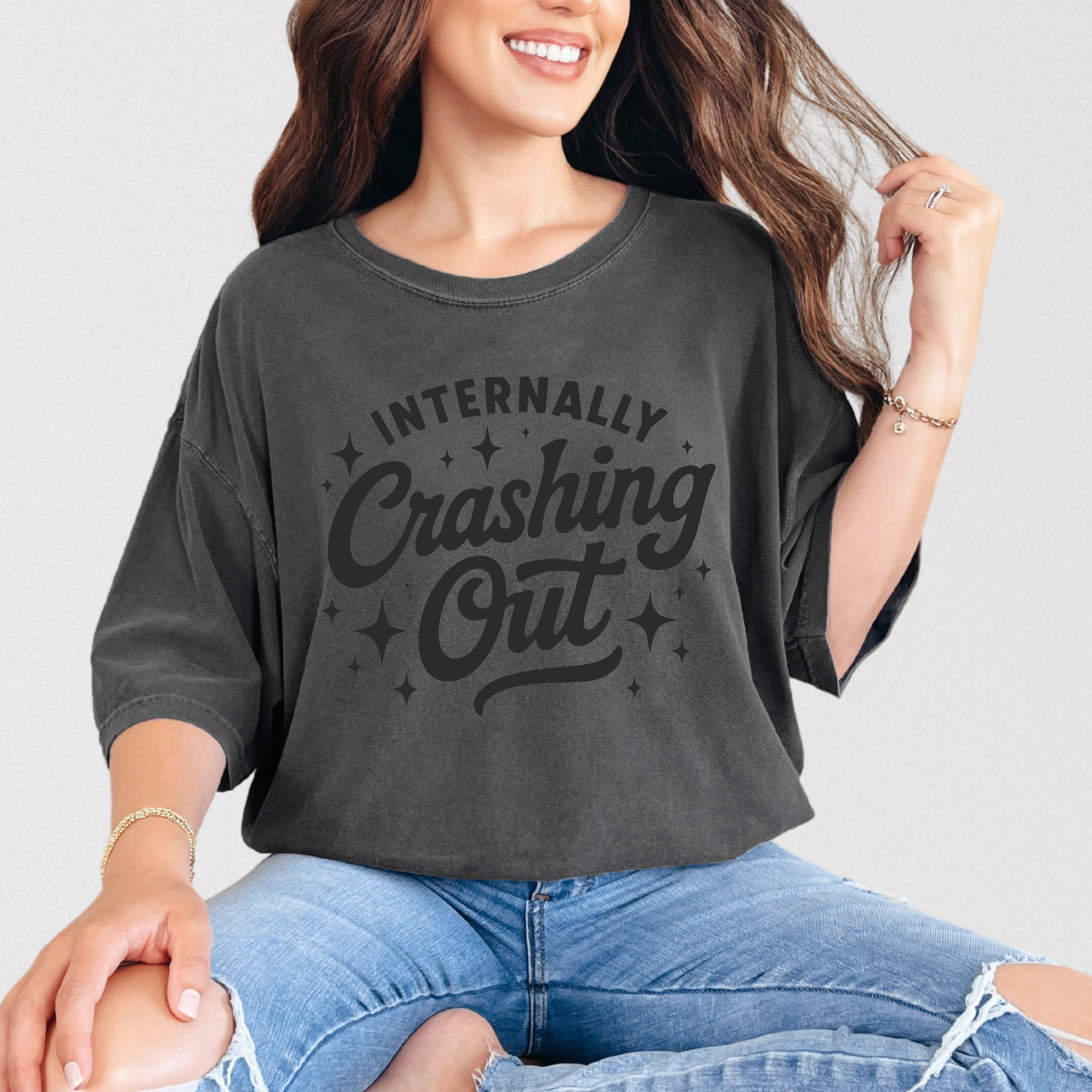 Internally Crashing Out Comfort Colors Graphic Tee