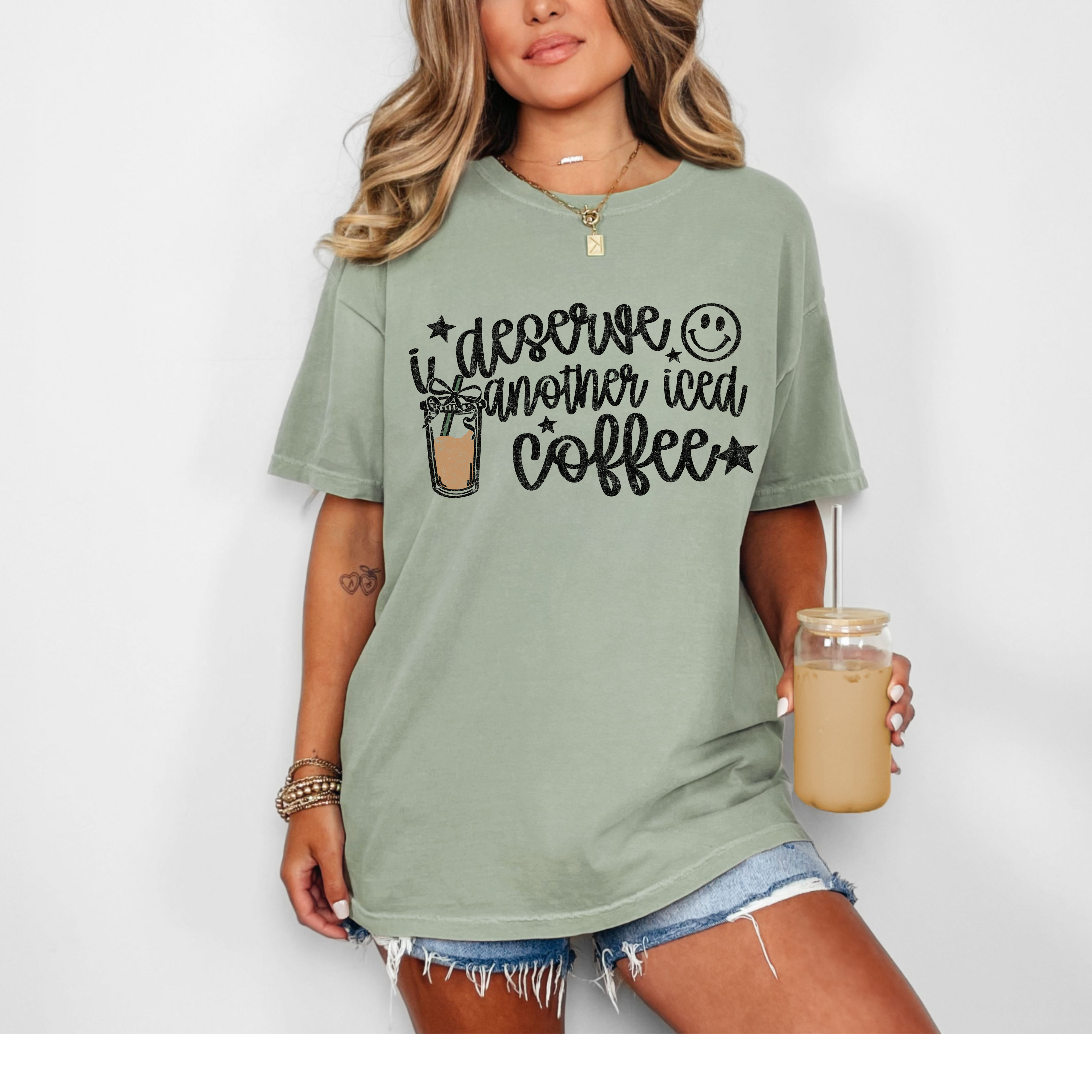 I Deserve Another Iced Coffee Comfort Colors Graphic Tee
