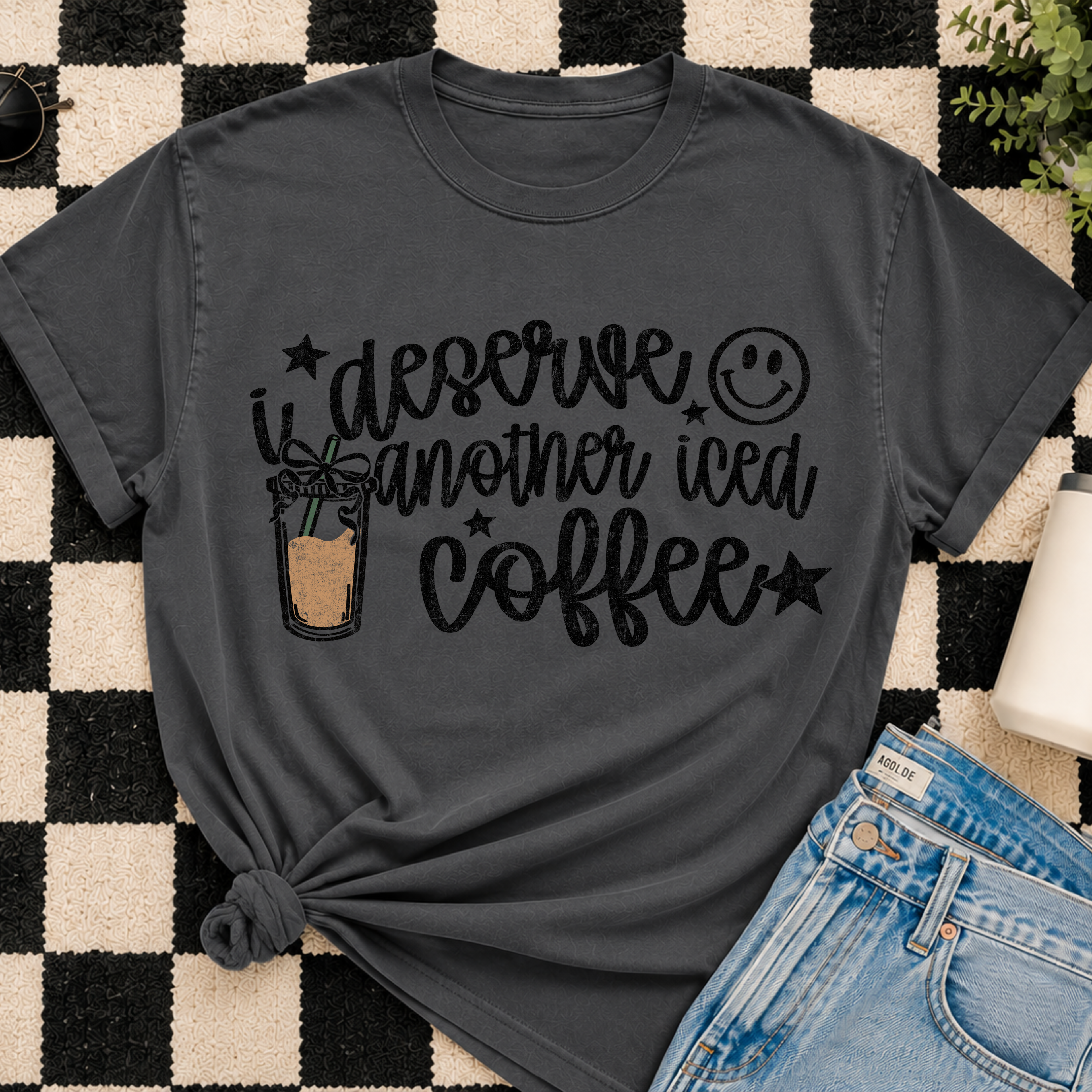 I Deserve Another Iced Coffee Comfort Colors Graphic Tee